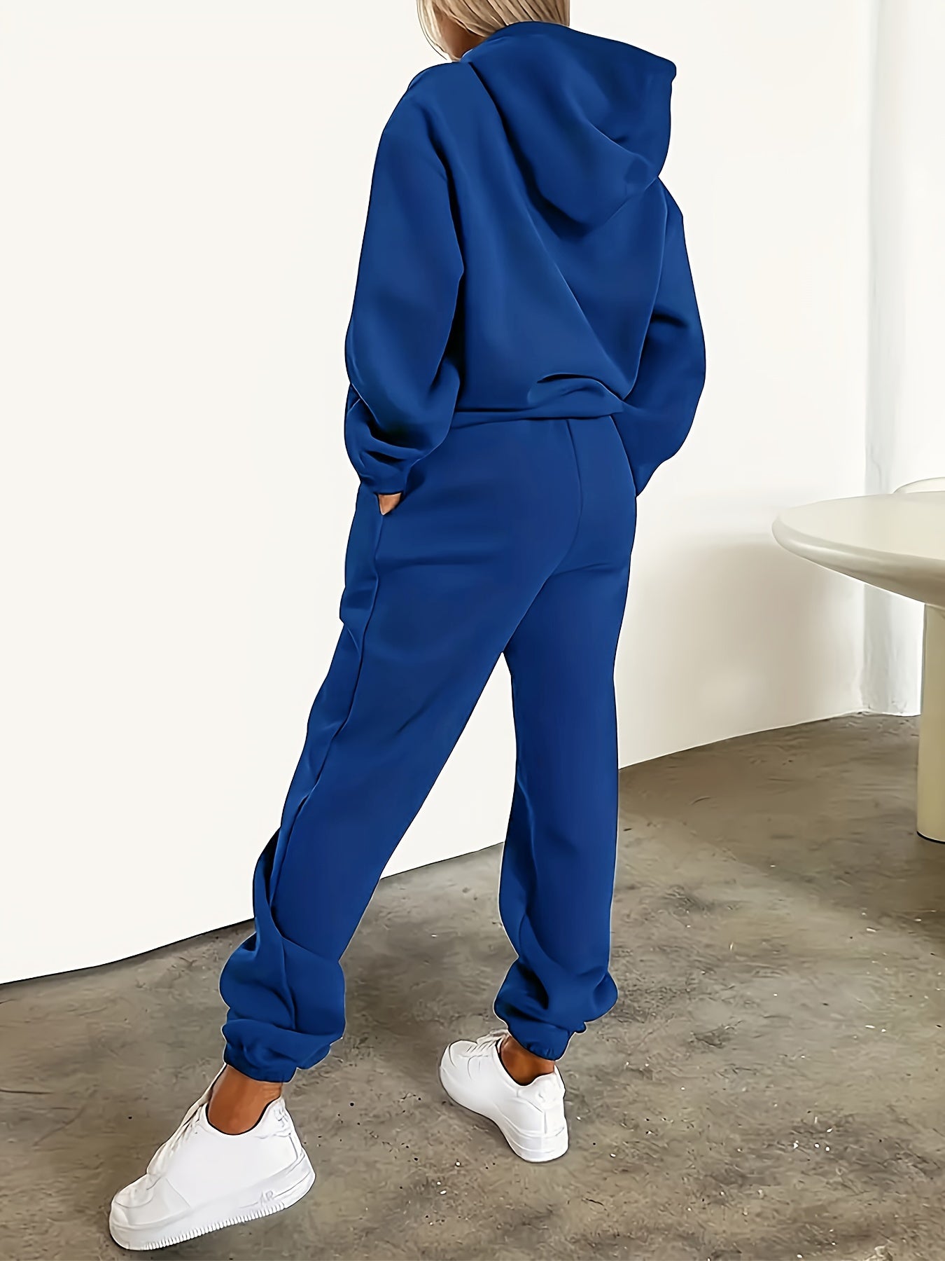 Women's Casual Hoodie & Jogger Set - Letter Print, Drawstring Waist with Pockets, Polyester Blend, Machine Washable - Perfect for Fall/Winter