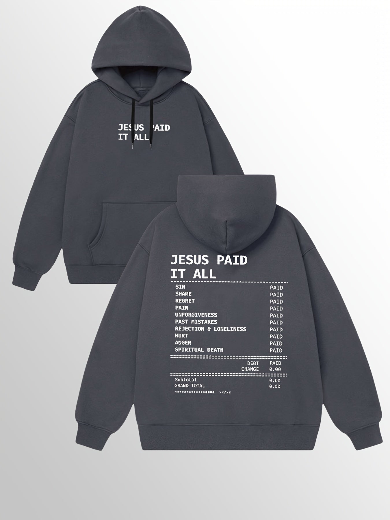 JESUS PAIDIT ALL Men's Fleece Hoodie Loose Version Of Super Soft Hoodie With Pockets, Men And Women Absorb Moisture And Sweat