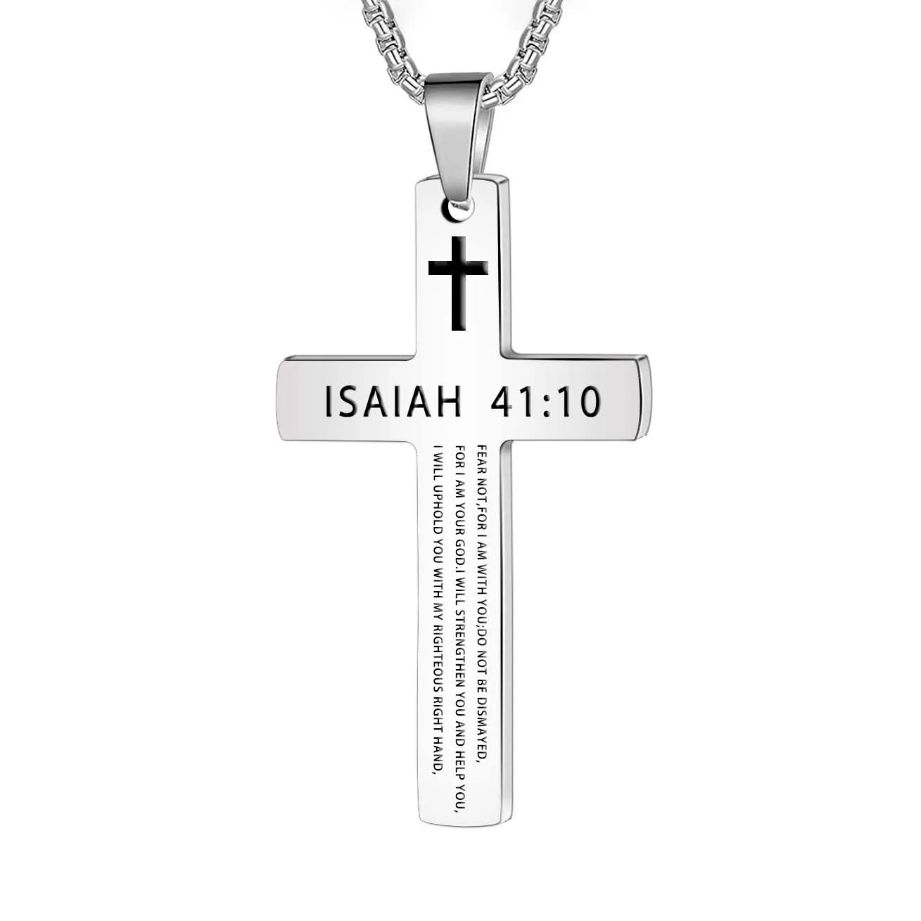 Stainless Steel Bible Verse Necklace for Men