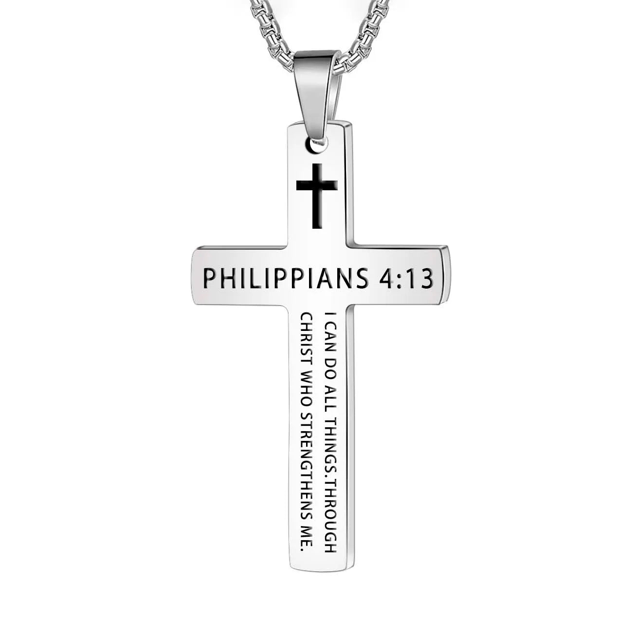 Stainless Steel Bible Verse Necklace for Men