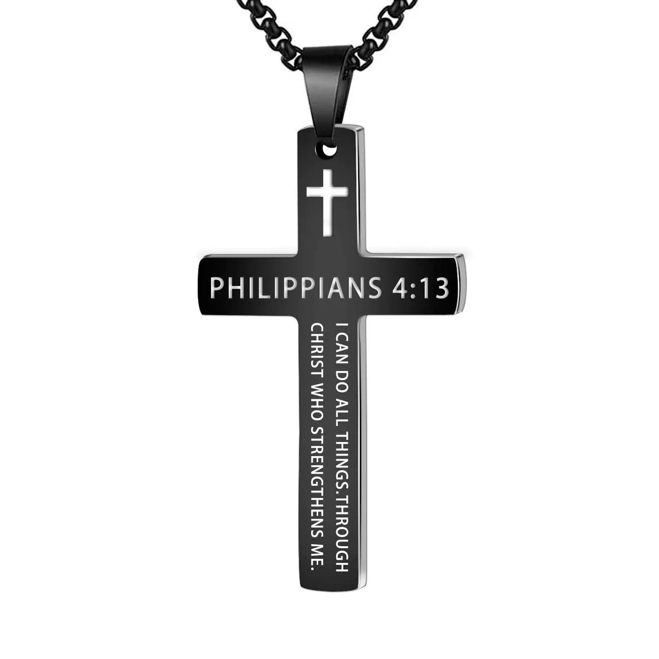 Stainless Steel Bible Verse Necklace for Men