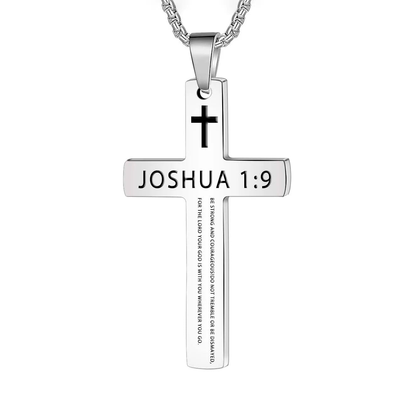 Stainless Steel Bible Verse Necklace for Men