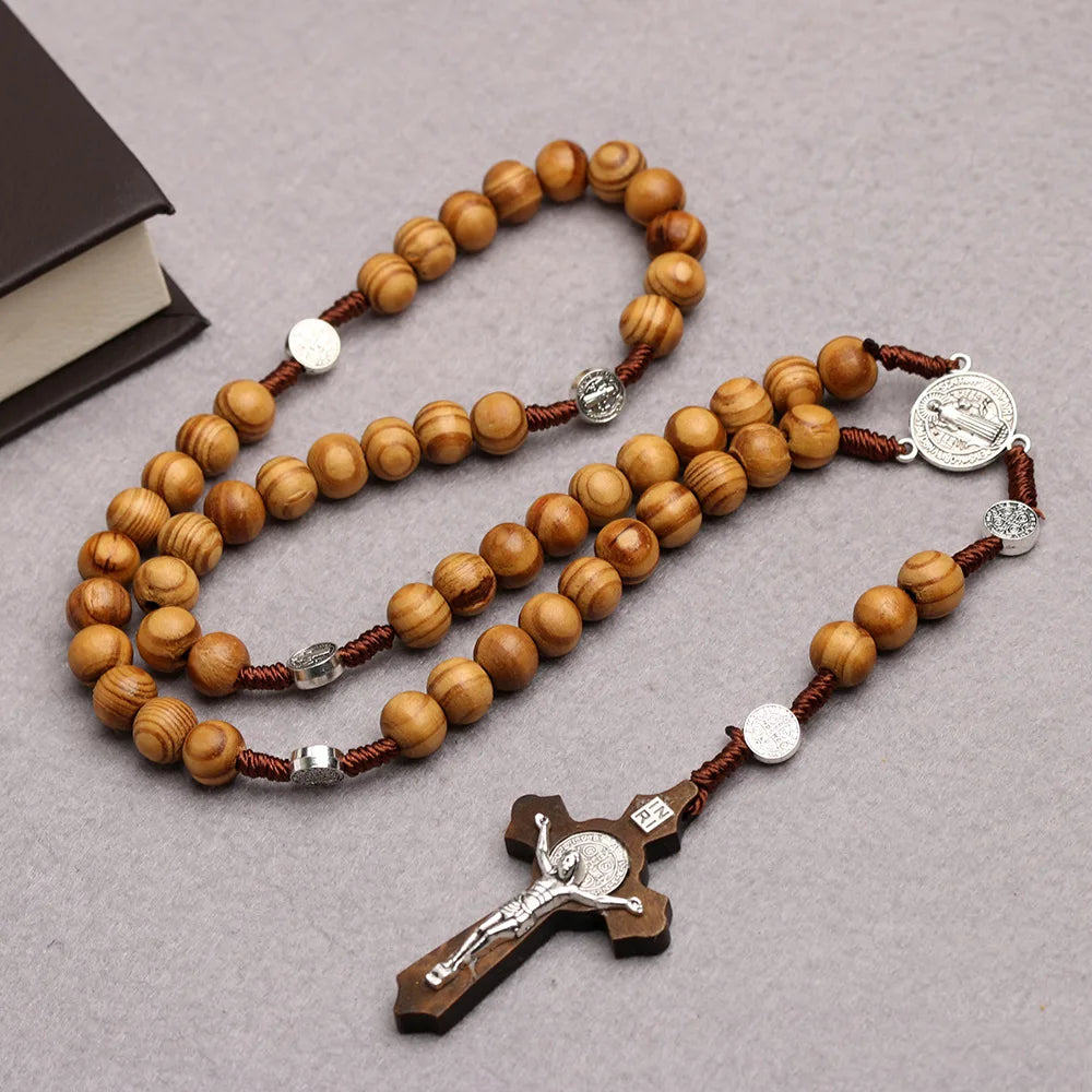 Wood Beads: Cross Necklace for Women and Men