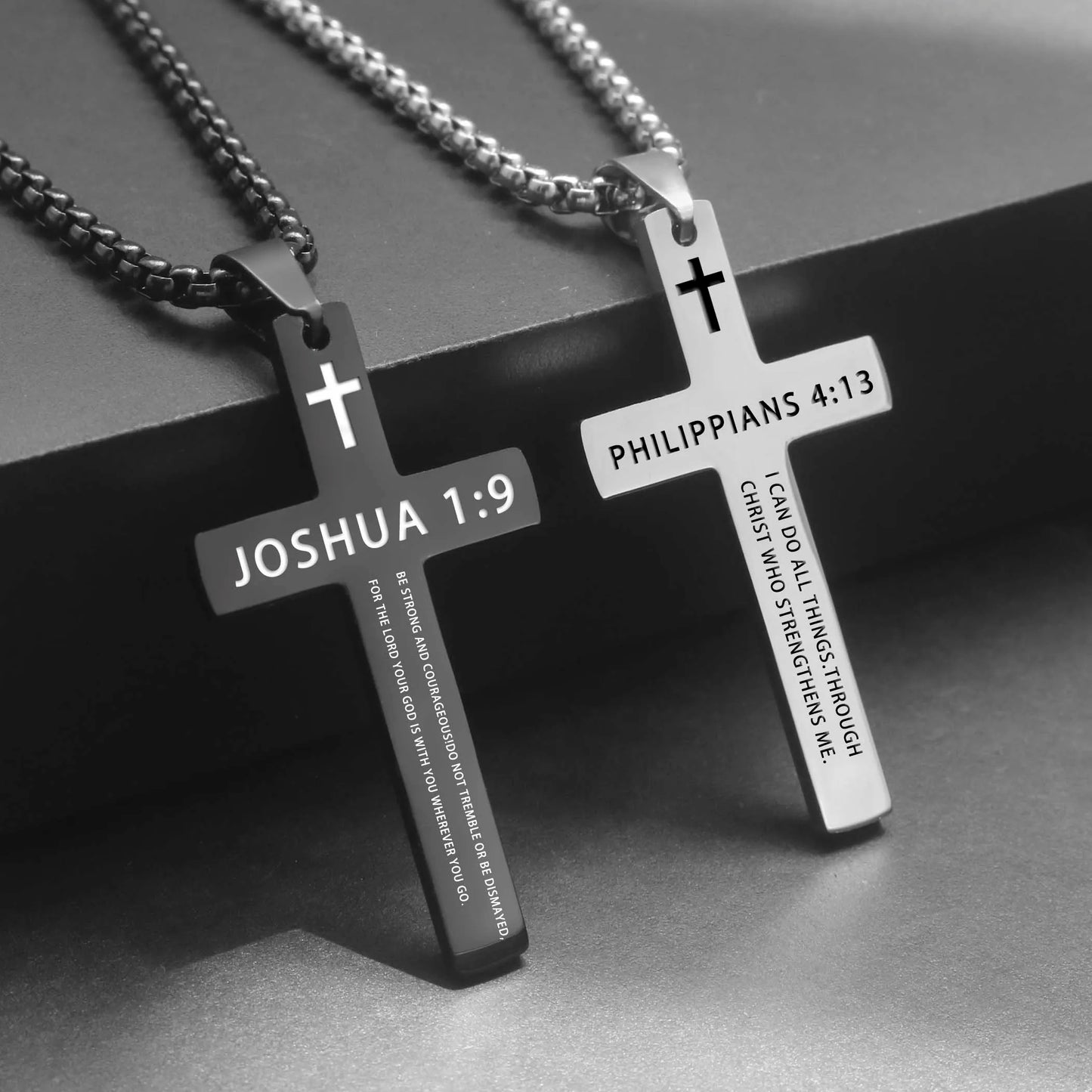 Stainless Steel Bible Verse Necklace for Men