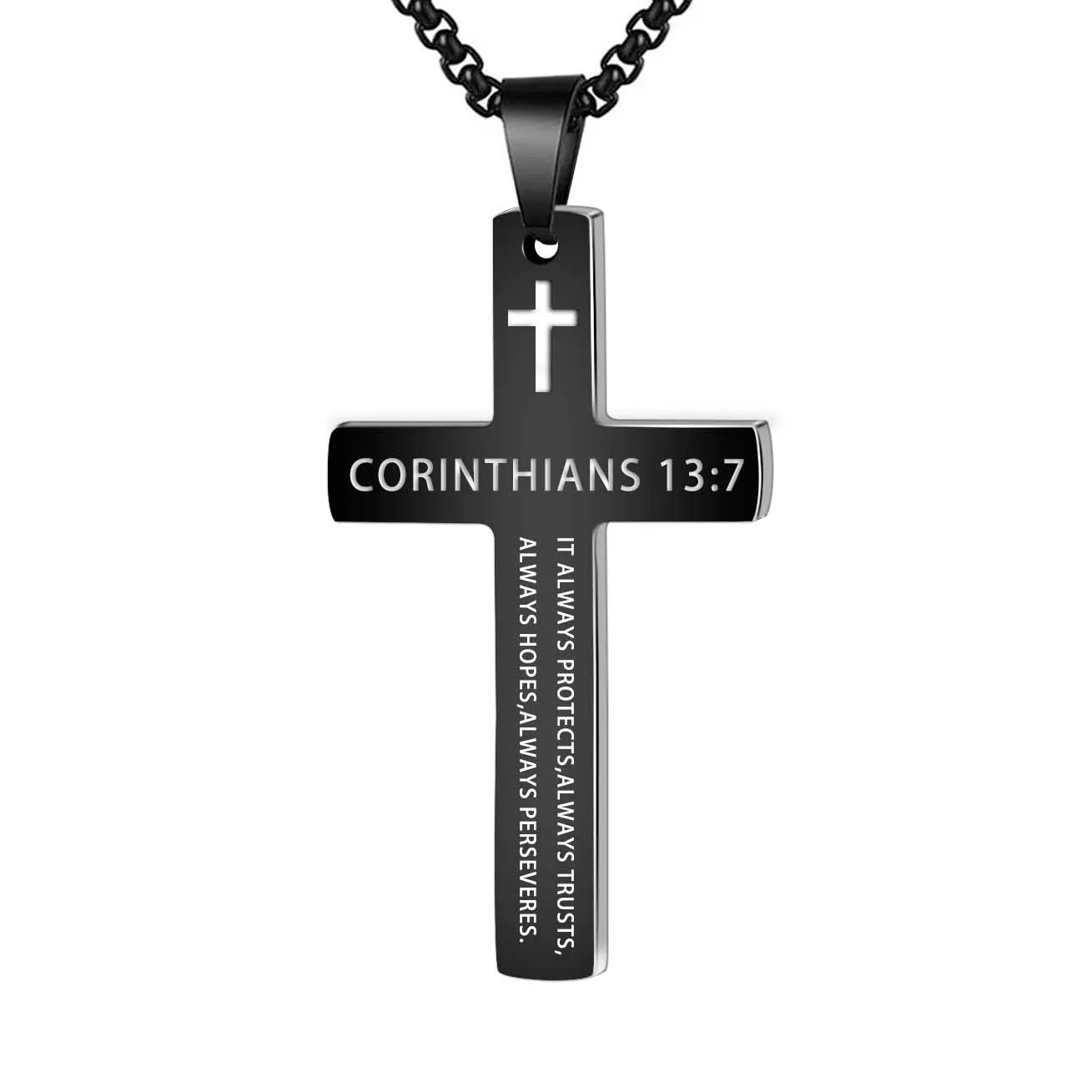 Stainless Steel Bible Verse Necklace for Men