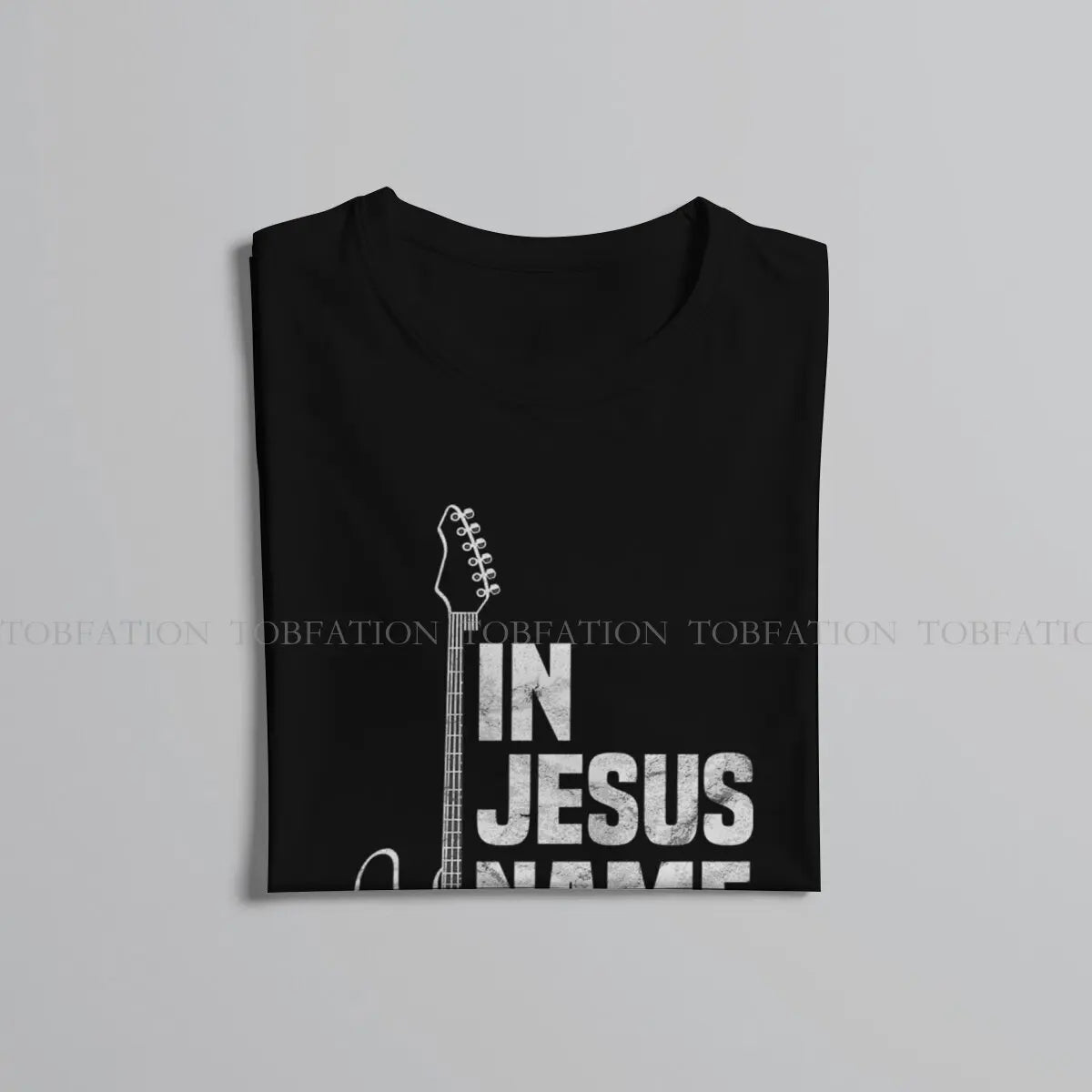 In Jesus Name I Play Guitar Christian Guitar Playe Unique TShirt Jesus Casual T Shirt 100% Cotton Hot Sale T-shirt For Adult