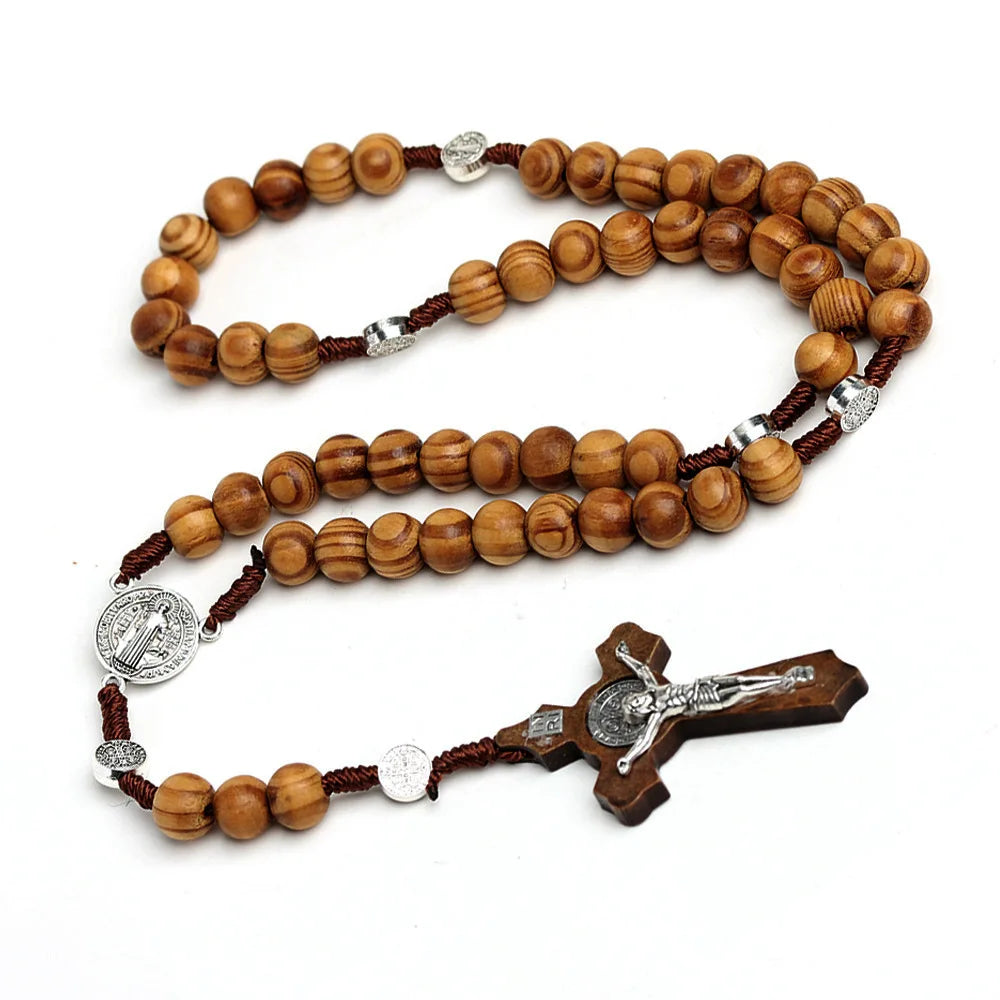 Wood Beads: Cross Necklace for Women and Men