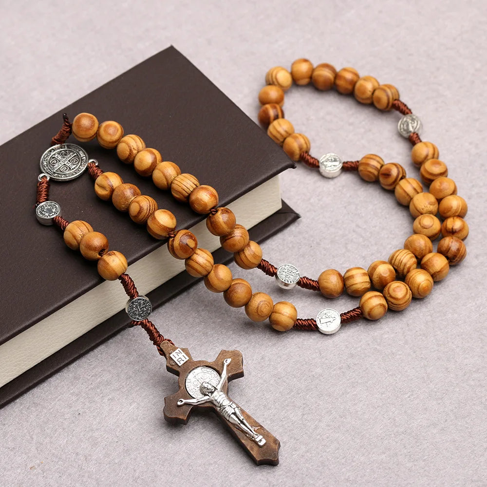 Wood Beads: Cross Necklace for Women and Men