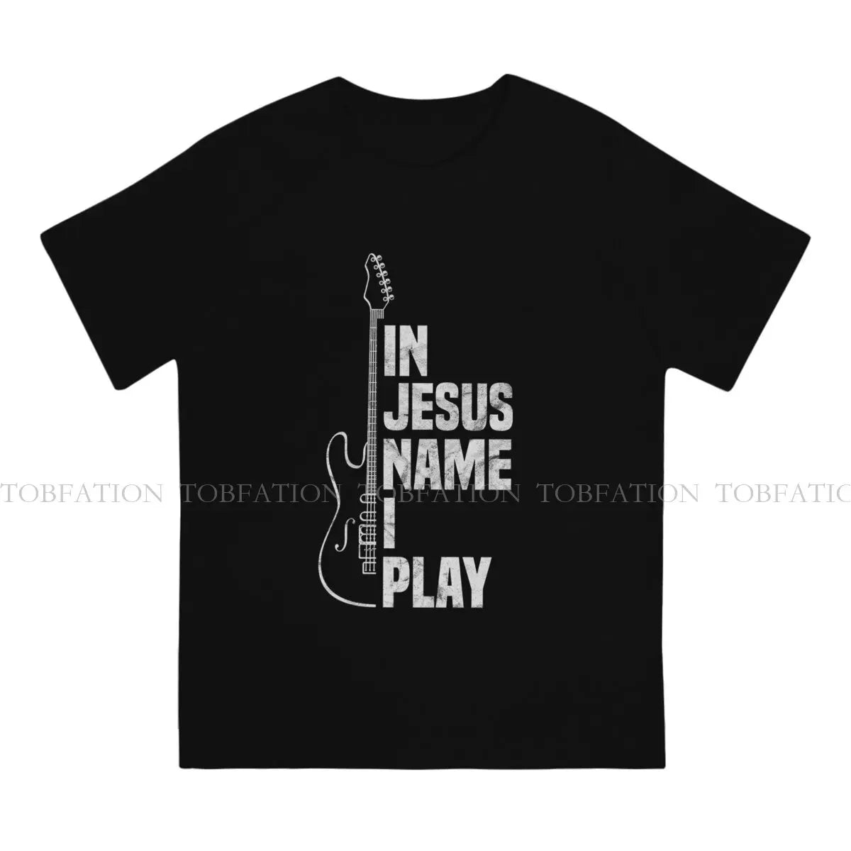 In Jesus Name I Play Guitar Christian Guitar Playe Unique TShirt Jesus Casual T Shirt 100% Cotton Hot Sale T-shirt For Adult