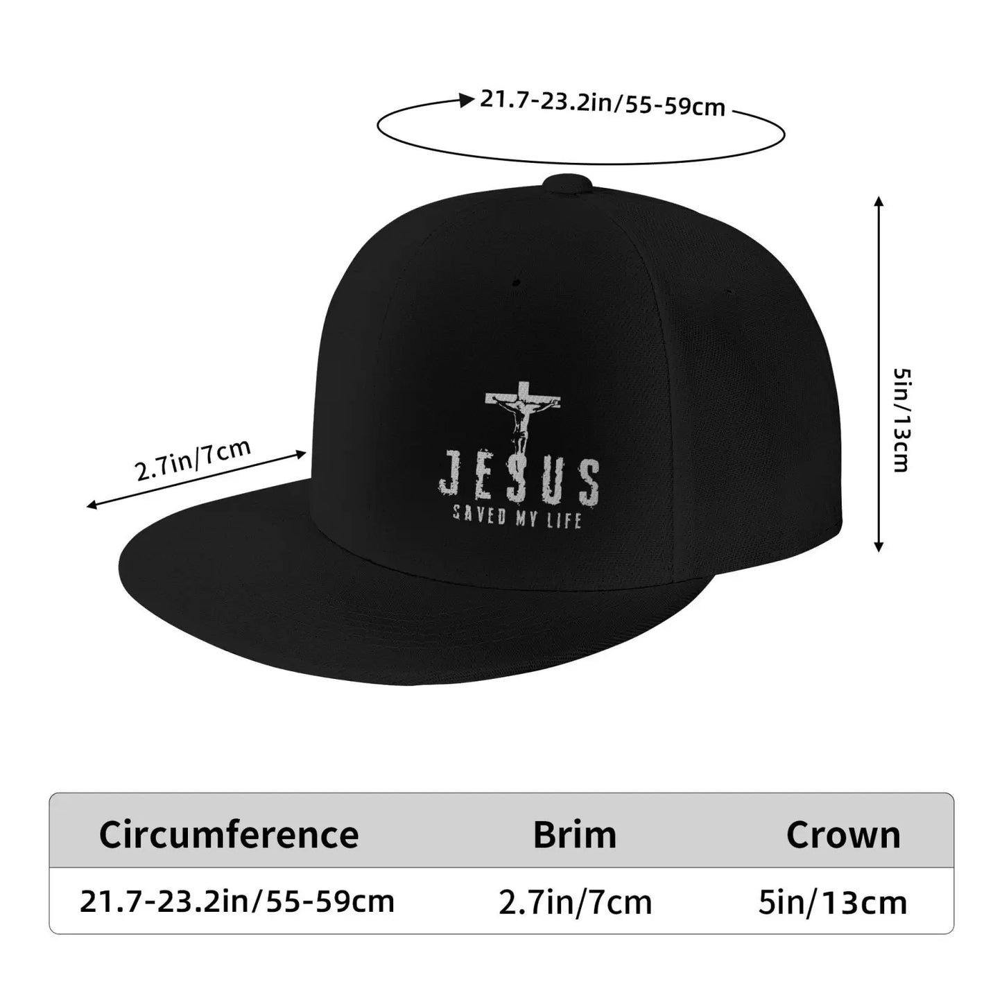 Christian Jesus Saved My Life Cross Snapback Hats for Men Baseball Cap Adjustable Flat Bill Trucker Dad Gift,Husband