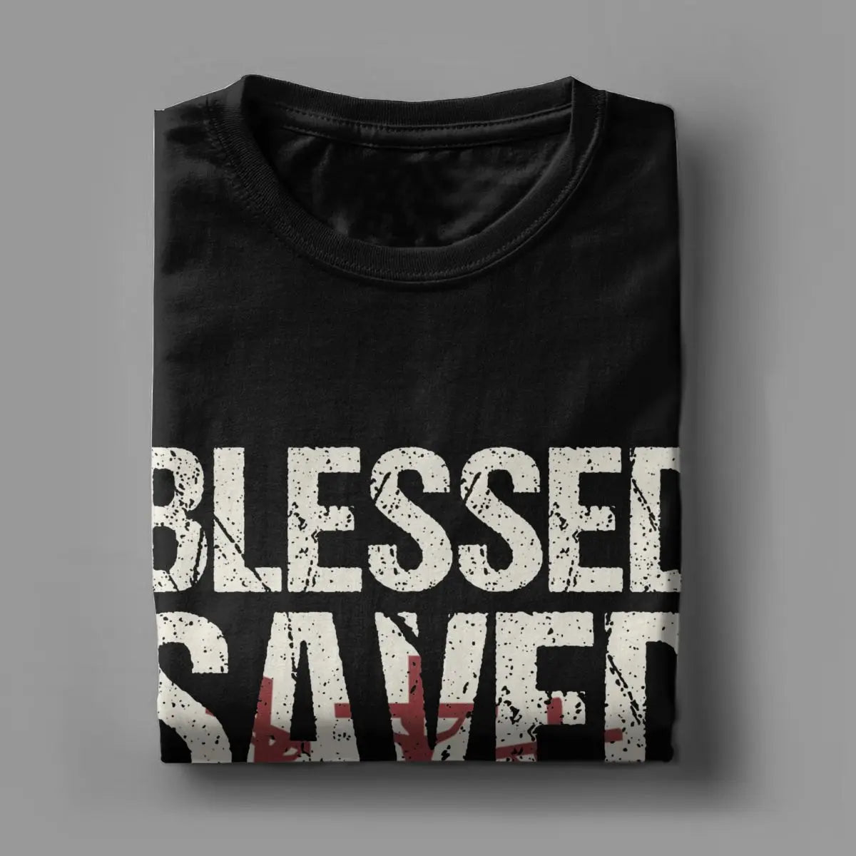 Christian Faith God Jesus Believer Gift Blessed Saved Loved T Shirts Men Cotton T-Shirt Round Neck Tees Short Sleeve Clothing