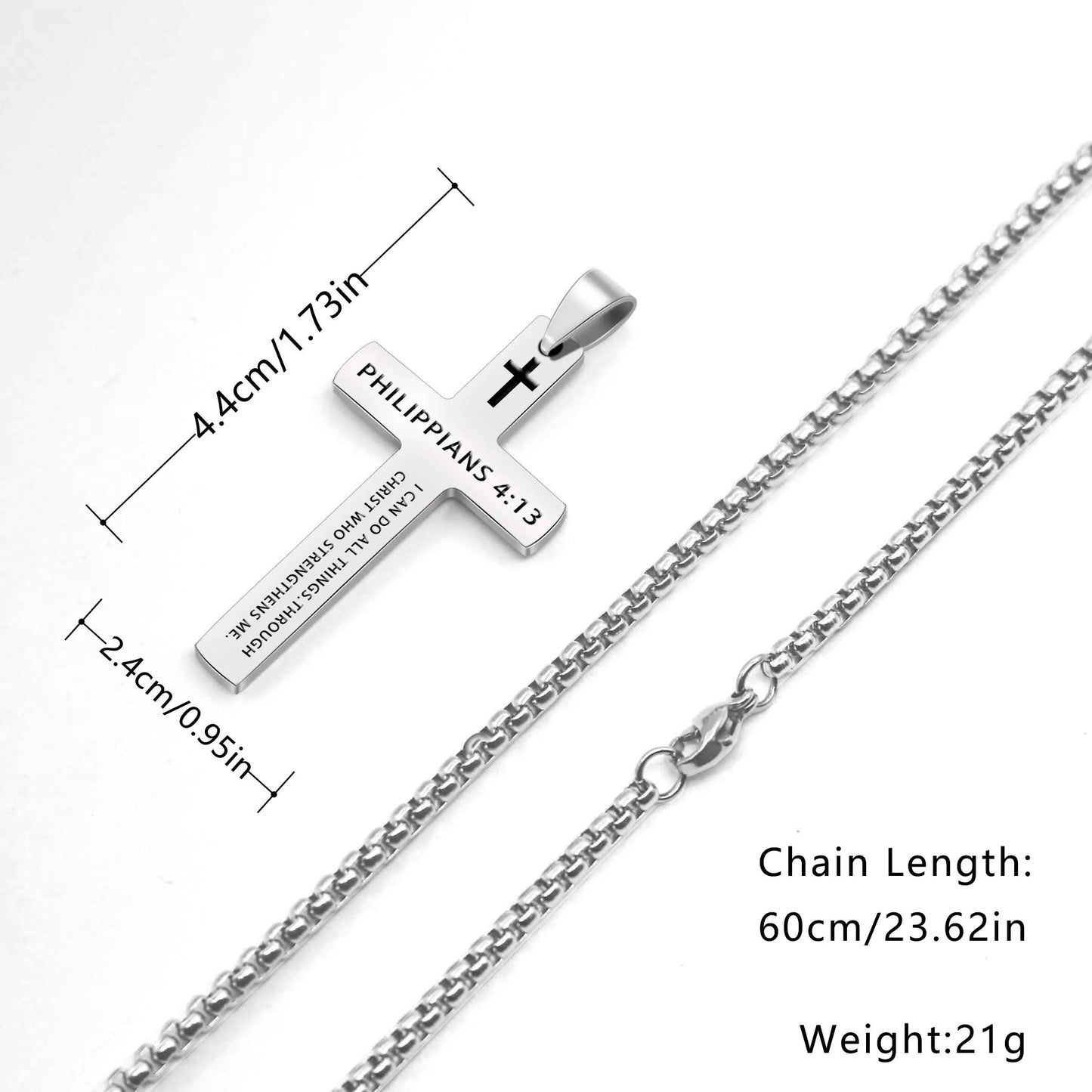 Stainless Steel Bible Verse Necklace for Men