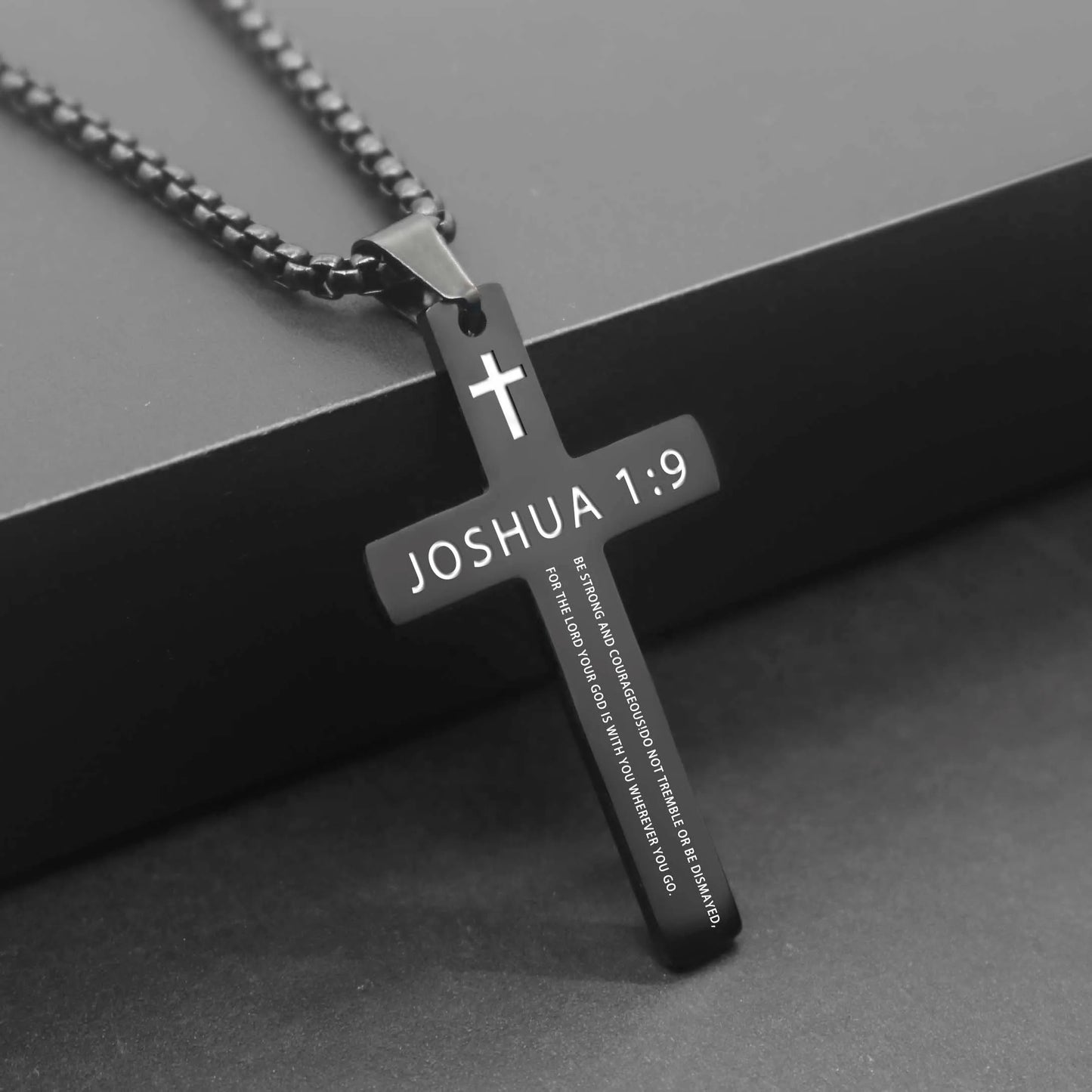 Stainless Steel Bible Verse Necklace for Men