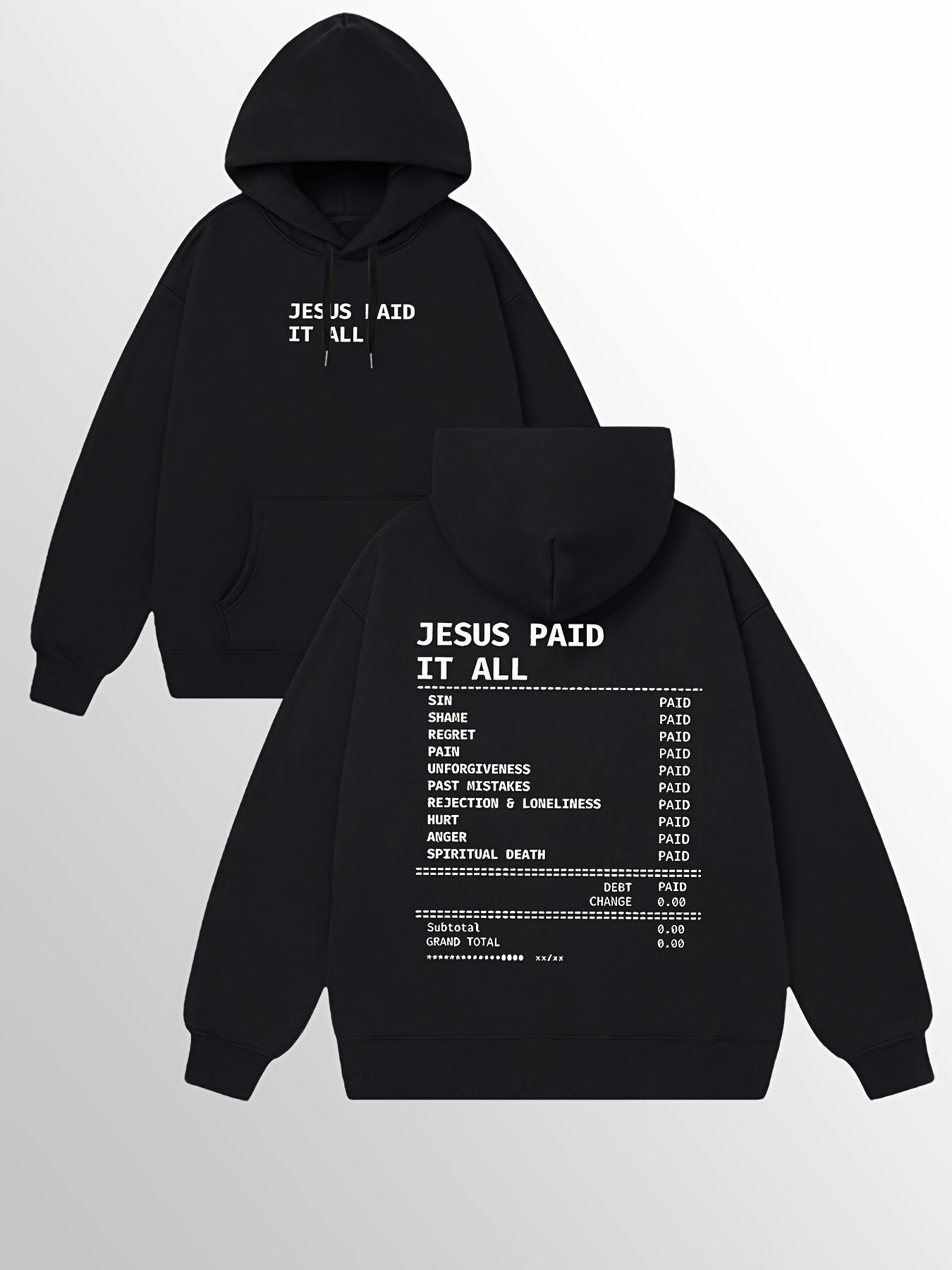 JESUS PAIDIT ALL Men's Fleece Hoodie Loose Version Of Super Soft Hoodie With Pockets, Men And Women Absorb Moisture And Sweat